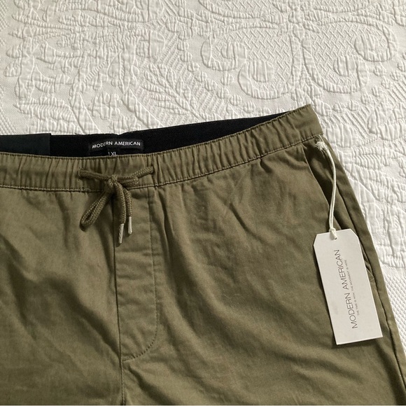 NWT Modern American Men’s lockdown short drawstring elastic waist army green - Picture 2 of 10